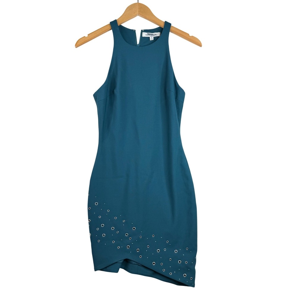Elizabeth and James Gali Asymmetrical Bodycon Sleeveless Dress size 4 Teal